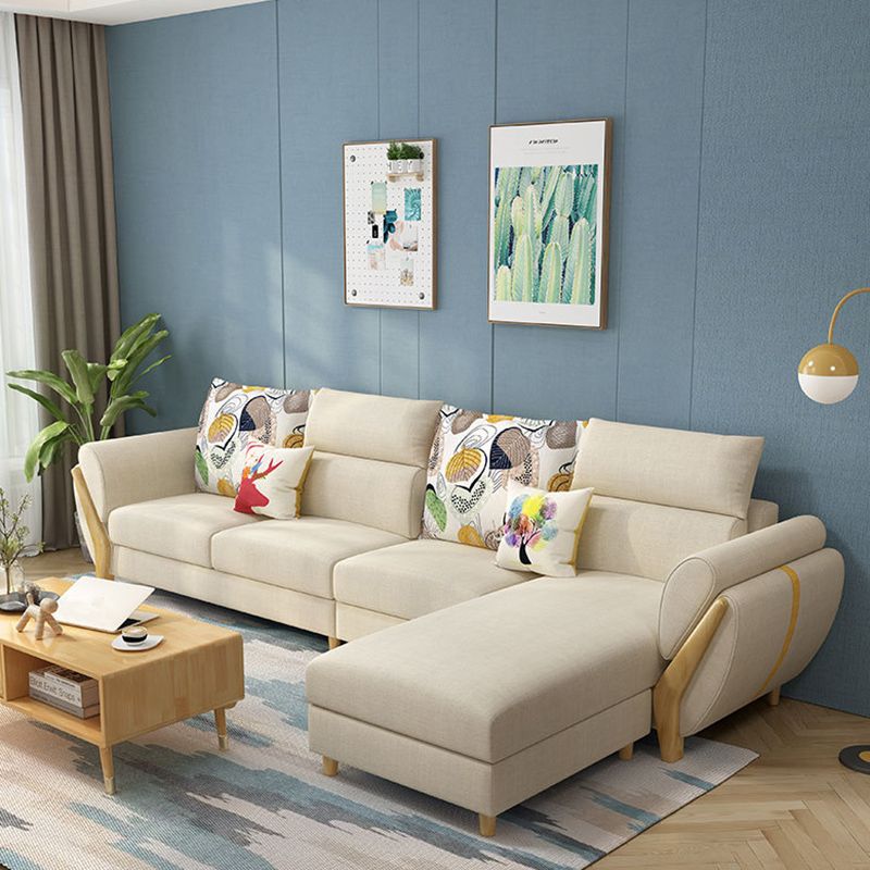 Nordic Stationary Living Room Flared Arm Cushions Sofa Chaise