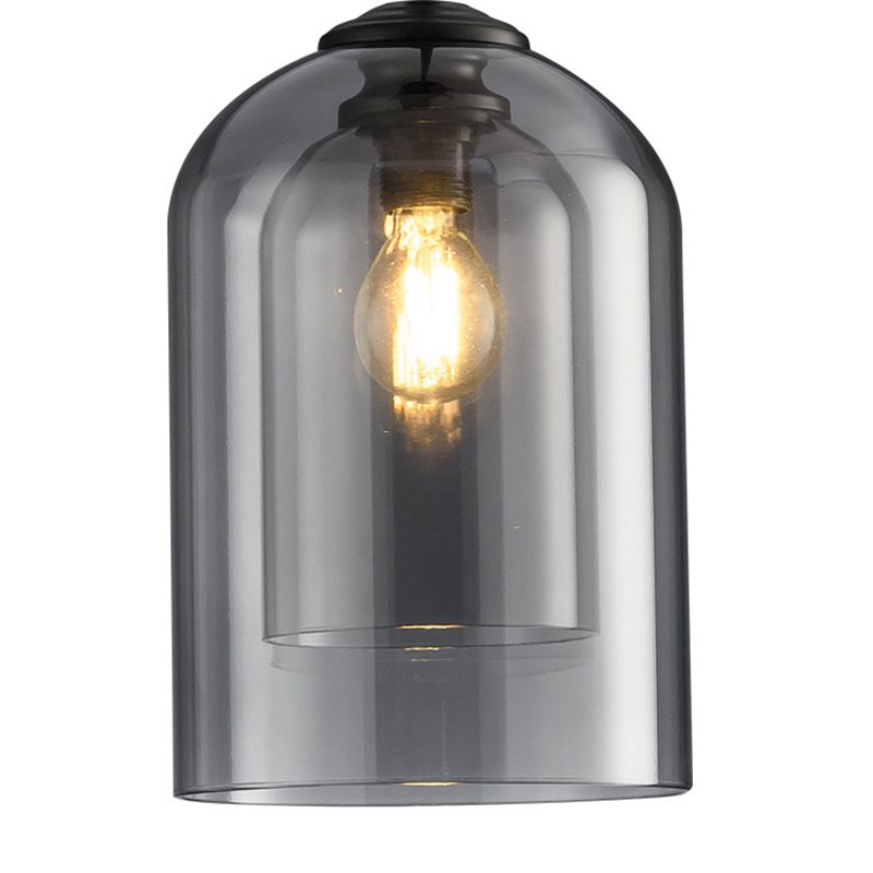 Double Glass Single Pendant Light in Modern Concise Style Wrought Iron Hanging Lamp for Dining Room