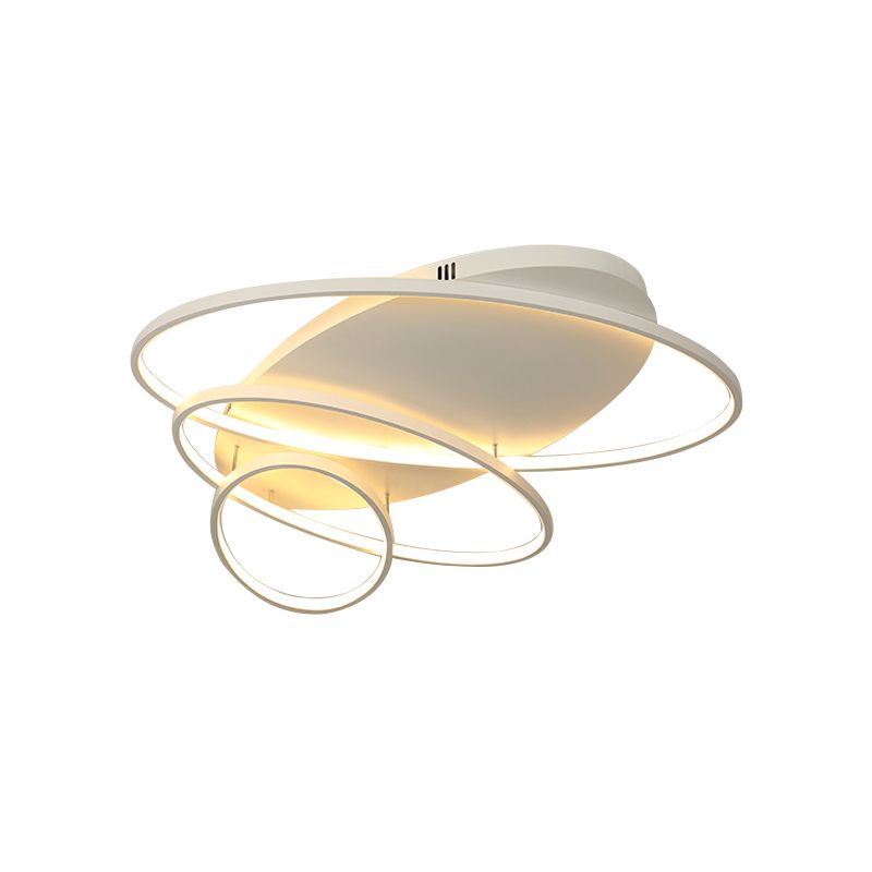 Modern Novelty LED Ceiling Flush Mount Black/White/Gold Intersected Oval Flush Mounted Lamp with Acrylic Shade, Warm/White Light