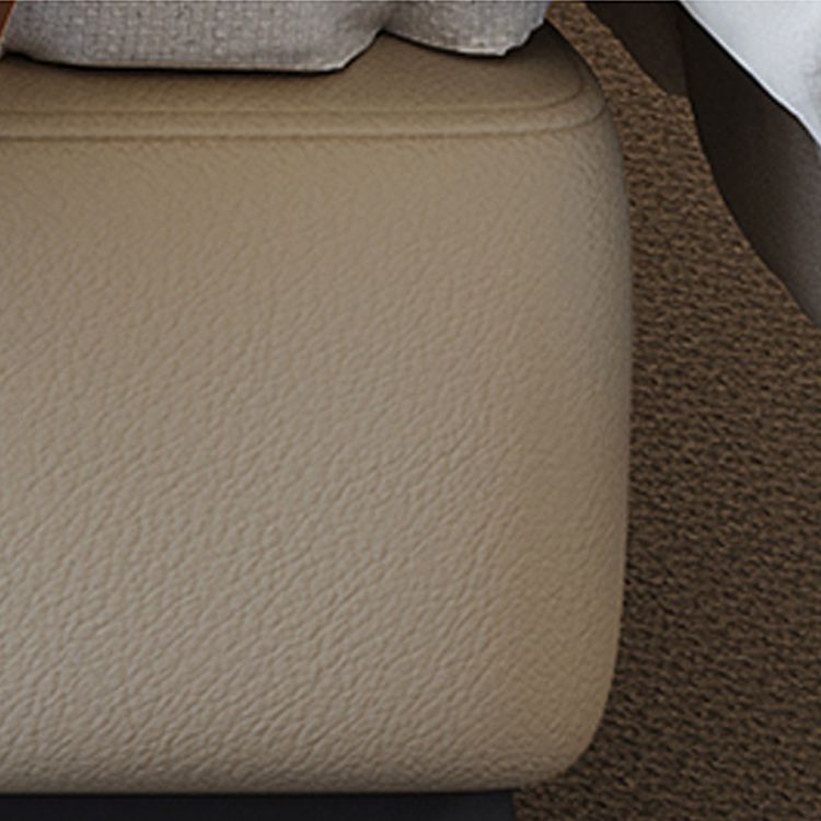 Contemporary Genuine Leather Bed Frame Beige Standard Bed with Metal Legs