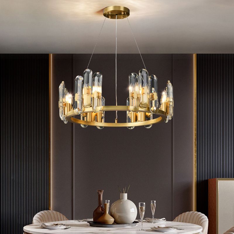 Contemporary Copper Ceiling Pendant Light Wheel Hanging Pendant Light for Living Room