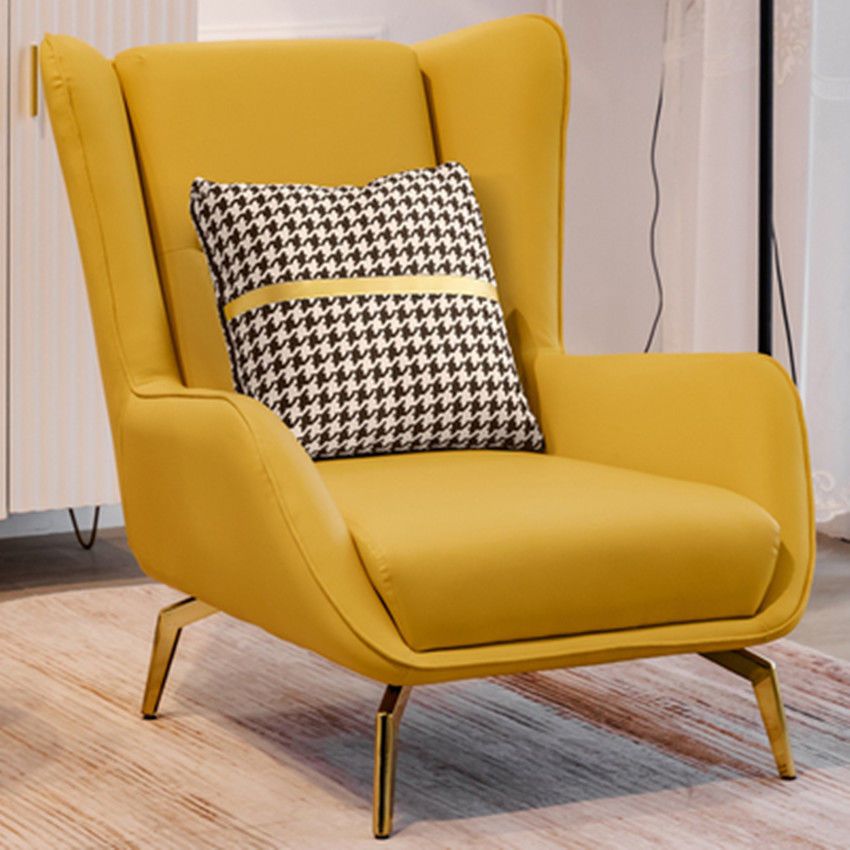 28.34" Wide Faux Leather Armchair Arms Included Chair with Pillow Back