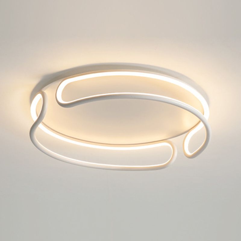 Circle Ceiling Mounted Light Modern Style Metal LED White Ceiling Light Fixture