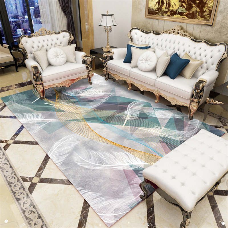 Funky polyester tapijt Modern Plant Print Area Tapijt Woonkamer Tapijt met niet-slipachter