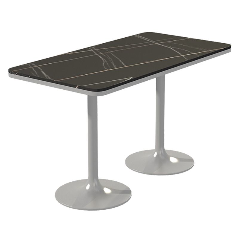 Mesa de comedor de piedra sinterizada de estilo industrial, mesa cuadrada y rectangular con base metálica para el hogar