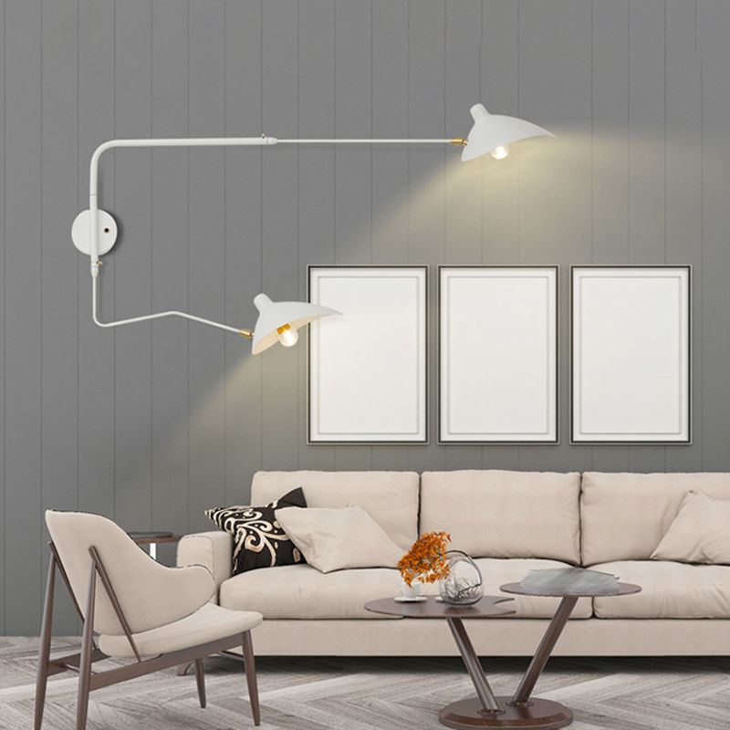 Modern Wall Sconce Linear Shape Reading Wall Light with Metal Shade in White for Bedroom