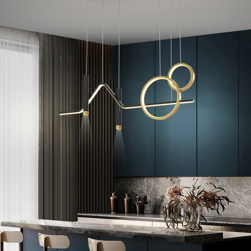 Linear Metal Island Lighting Fixture Simplicity Style LED Island Lamp for Dining Room