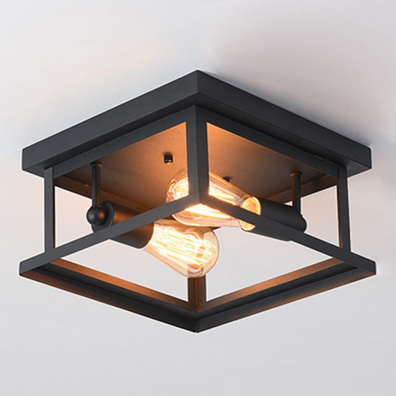 Square Flush Mount Ceiling Light Nordic Industrial Style Metal Ceiling Mount Chandelier for Hallway