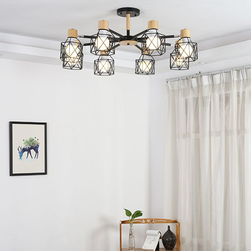 Käfigleuchter hungern hell einfacher Stil Holzdecke Anhänger Licht für Wohnzimmer