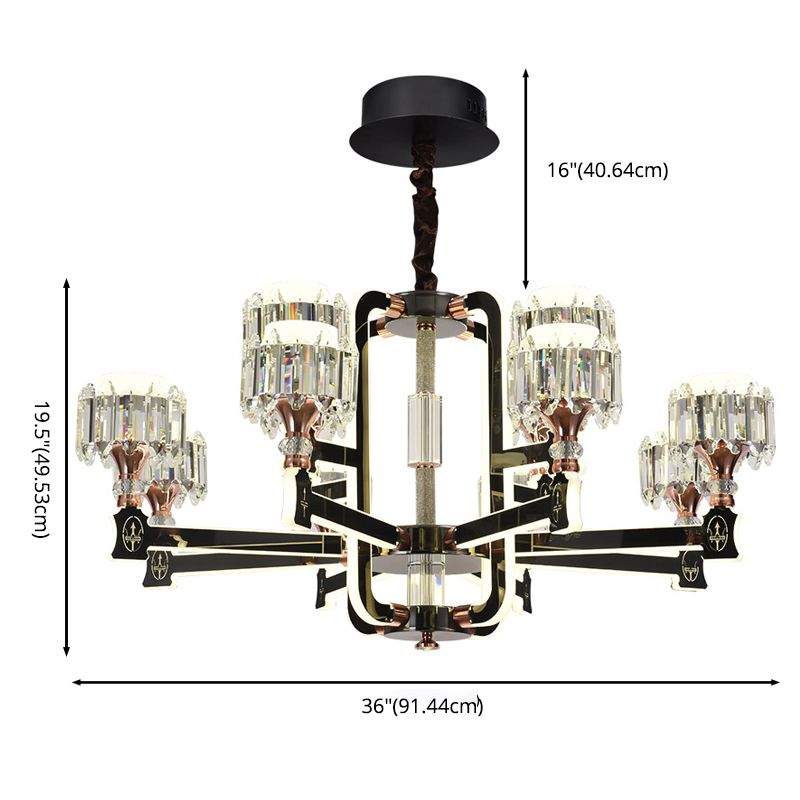 Drum LED Chandelier Lighting Contemporary Crystal Living Room Hanging Light in Chrome