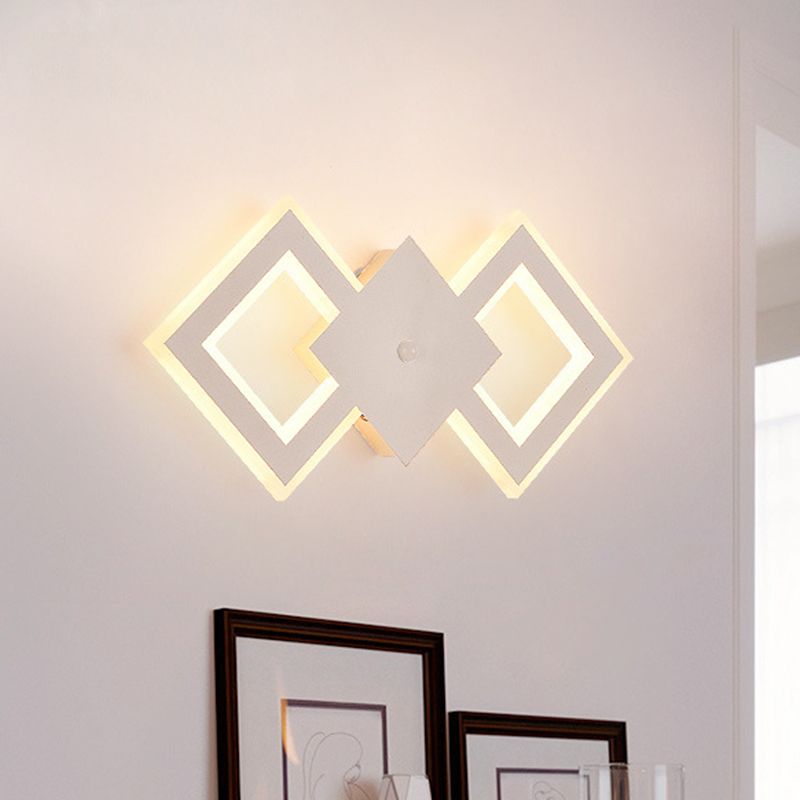 Zwart/wit rhombus Wandverlichting Idee Noordse LED -metalen SCONCE LIMMUTER VOOR SLAAPKAMER, WIT/WART LICHT