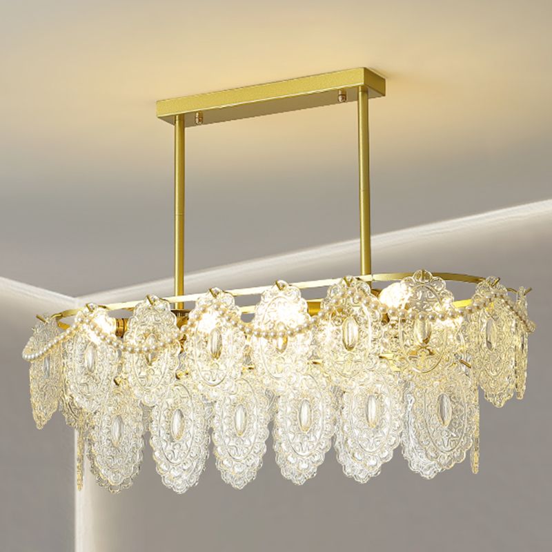 Modern Metal Ceiling Light Geometric Shape Island Lamp with Glass Shade for Bedroom