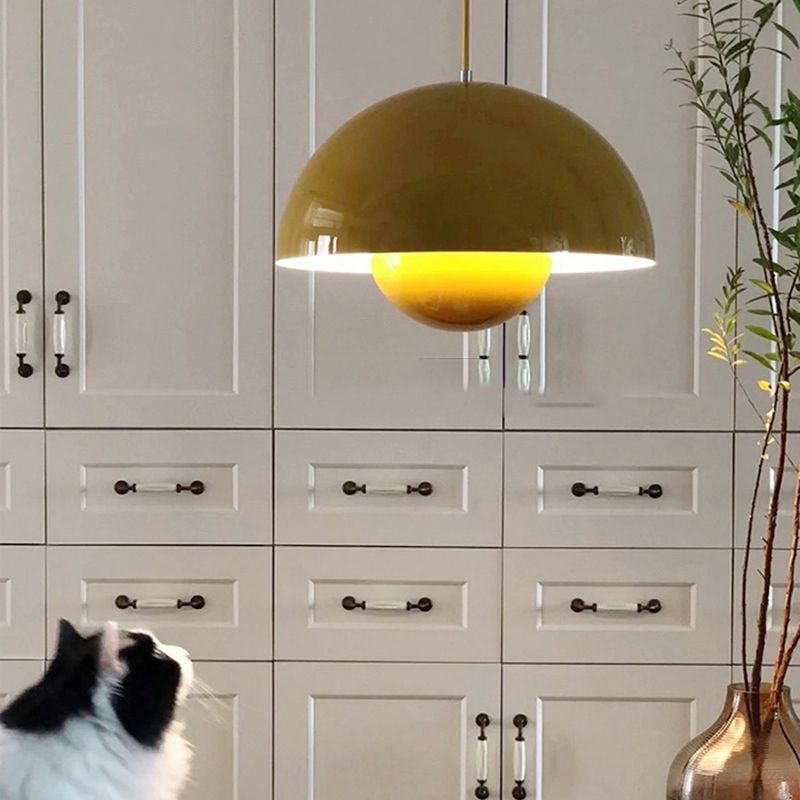 Round Shape Metal Hanging Light Nordic Macarons 1-Light Hanging Mounted Light