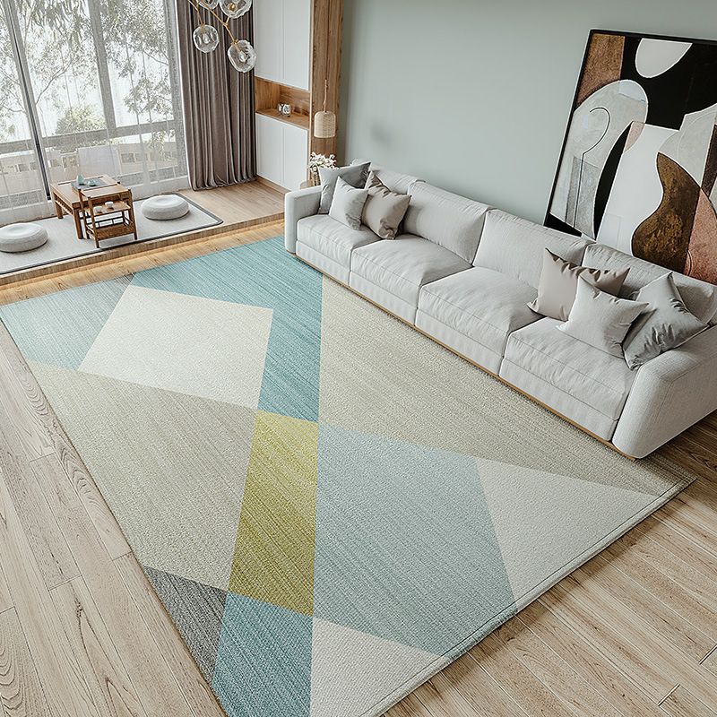Pink Nordic Rug Polyester Color Piece Rug Non-Slip Backing Rug for Living Room