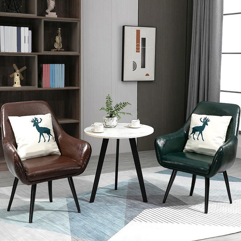 24.8"Wide Bonded Leather Arm Chair with Basic Four Legs and Flared Arms