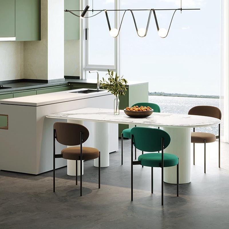 Contemporary Style Dining Table Stone 3-foot Dining Site Table for Home