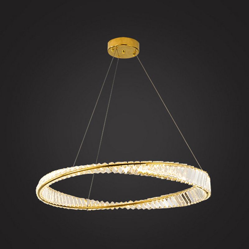 Ultramoderne ring LED Kroonluchter Lamp Crystal Suspension Pendant Light voor restaurant