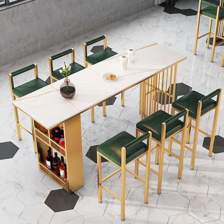 Rectangular Table and Stool Set 1/7 Pieces Modern Pub Dining Set