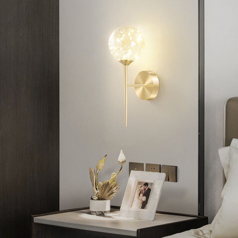 Creative Indoor Decoration Wall Light Up Light Star Wall Sconce in Pure Glass Ball Shade