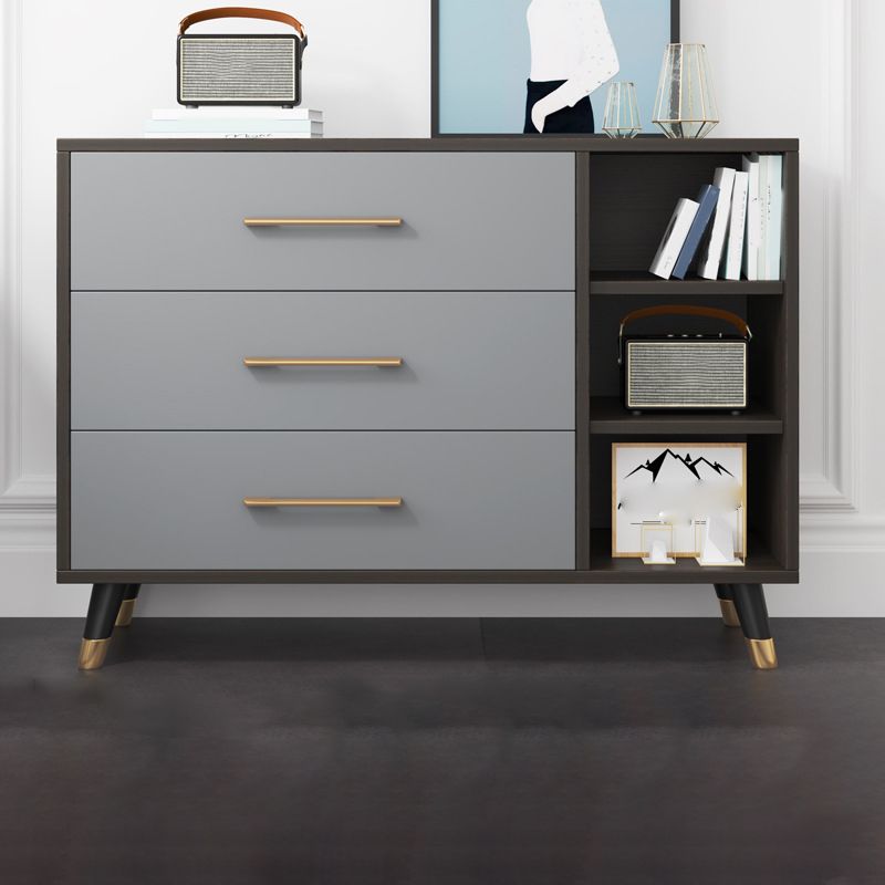 Classic Glam Wood Storage Chest Dresser Gray Bedroom Dresser