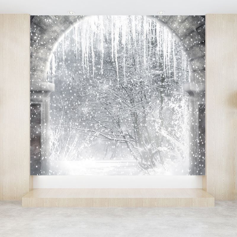 Modern Snow Crystals Mural Decal White Dining Bedroom Wall Covering, Personalized