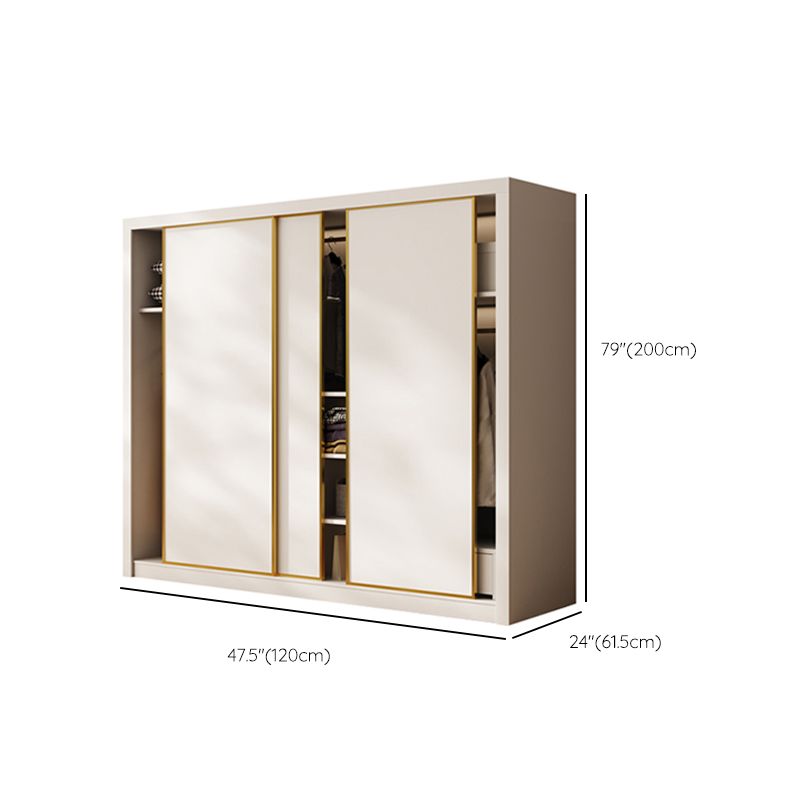 Modern Wardrobe Armoire with Garment Rod Wood Wardrobe Cabinet
