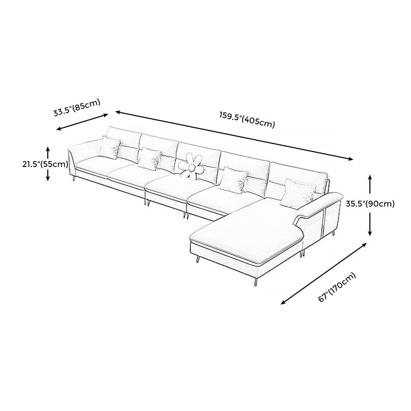 Modern Faux Leather Square Arm Sofa with Bolster Pillows for Living Room