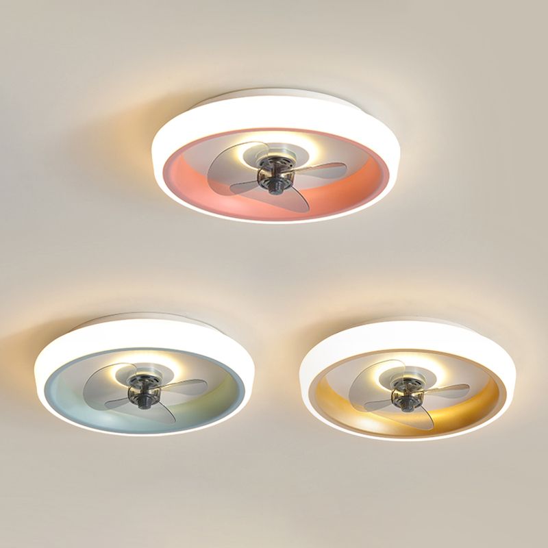 Circle Metal Ceiling Fan Lamp Nordic LED Ceiling Mounted Lighting
