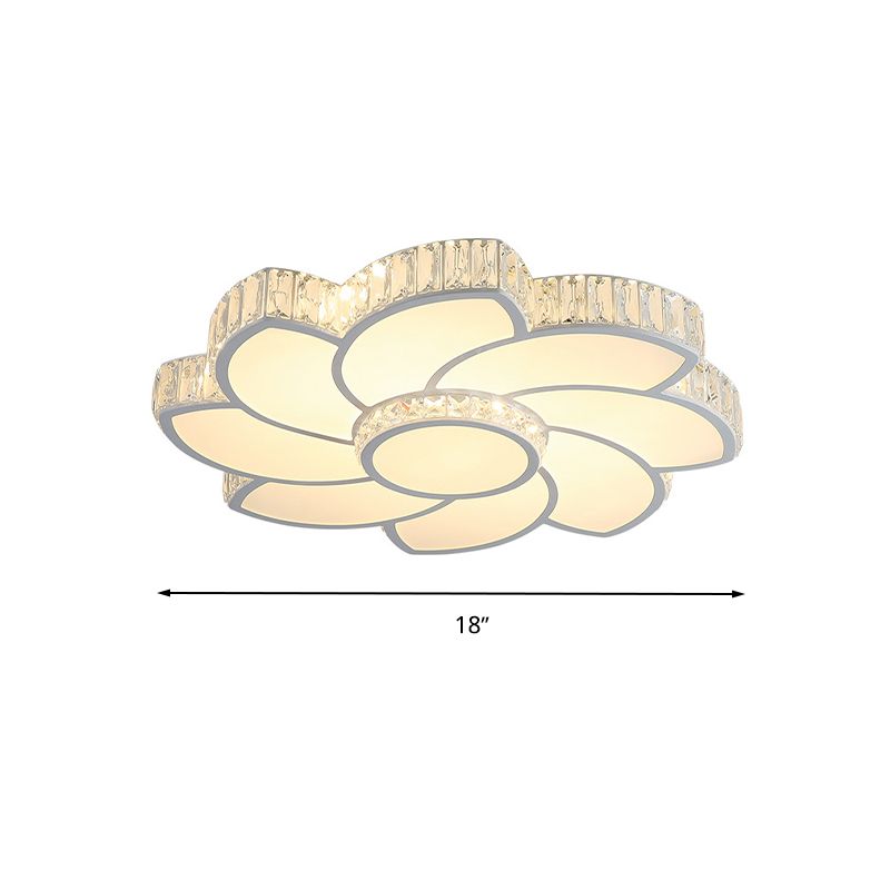 Plafonnier LED à commande intelligente, 18/24 pouces de large, plafonnier moderne en cristal floral, lumière chaude/blanche