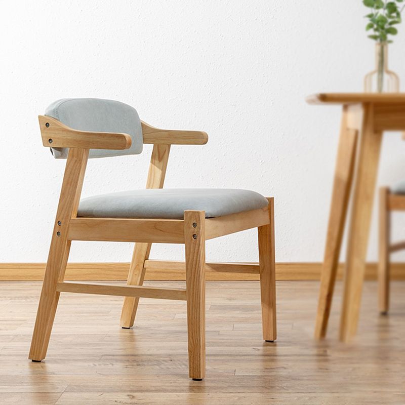 Upholstered Dining Arm Chair PU Leather Open Back Armchair with Wood Legs