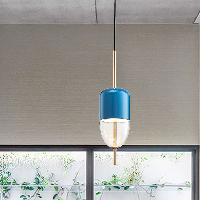 Elipsoidal/cono/Long Cónselo Lucina colgante de vidrio transparente LED Posmodernista Gold/Blue Hanging Light Kit en luz blanca/cálida