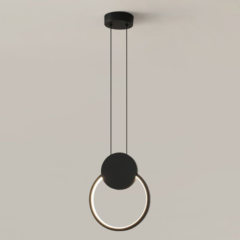 Modern Minimalist Style Cord Hung Hanging Pendant Lights Metal Pendant Light in Black Finish