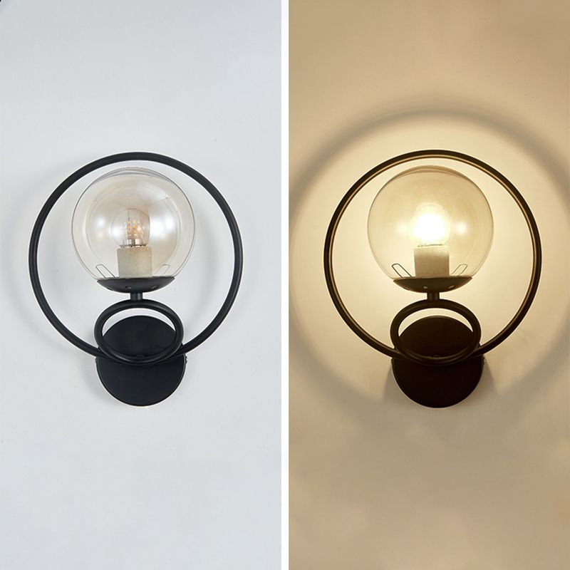 Modernism Wall Sconce Spherical Glass Wall Light Fixture for Bedroom
