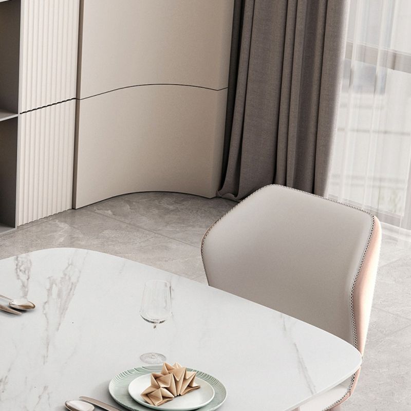 Purple 4-foot Metal Table Modern Stone Top Rectangle Fixed Table