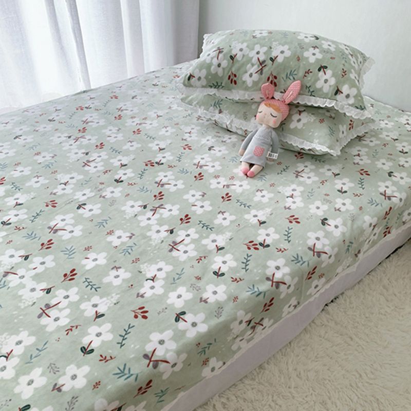 Sheet Sets Flannel Floral Printed Breathable Super Soft Wrinkle Resistant Bed Sheet Set