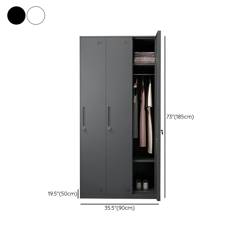 Hinged Wardrobe Cabinet with Lock Industrial Steel Wardrobe Armoire