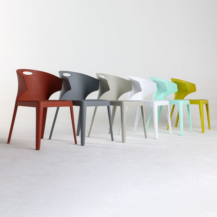 Contemporary Style Plastic Dining Room Chair Multicolor Wingback Side Chair