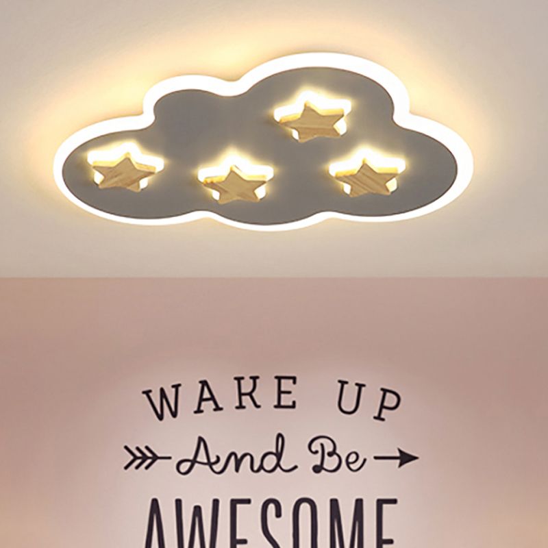 Cloud et Star Kid Bedroom Flush Mount Ceiling Light Acrylic Art Déco Ceiling Light Fixture