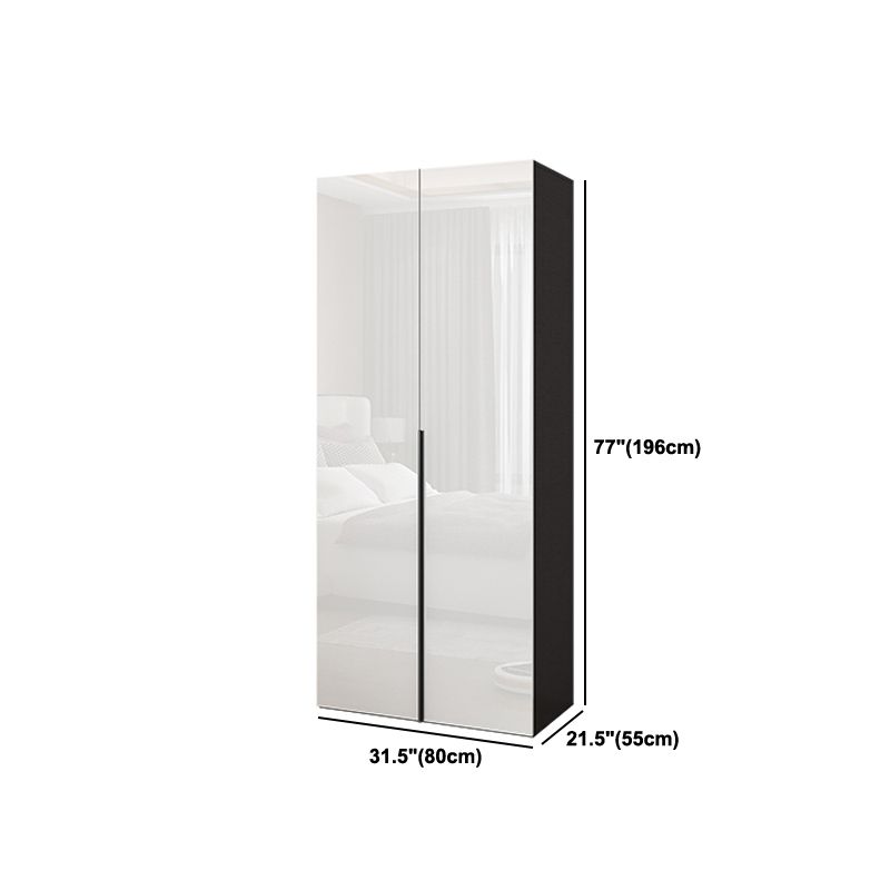 Mirrored Finish Wardrobe Cabinet Engineered Wood Wardrobe with Drawer