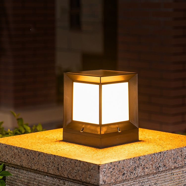 Waterproof Black Pillar Lamp Square Solar Outdoor Lights for Garden