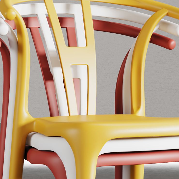 Contemporary Stacking Dining Side Chair in Plastic with Open Back