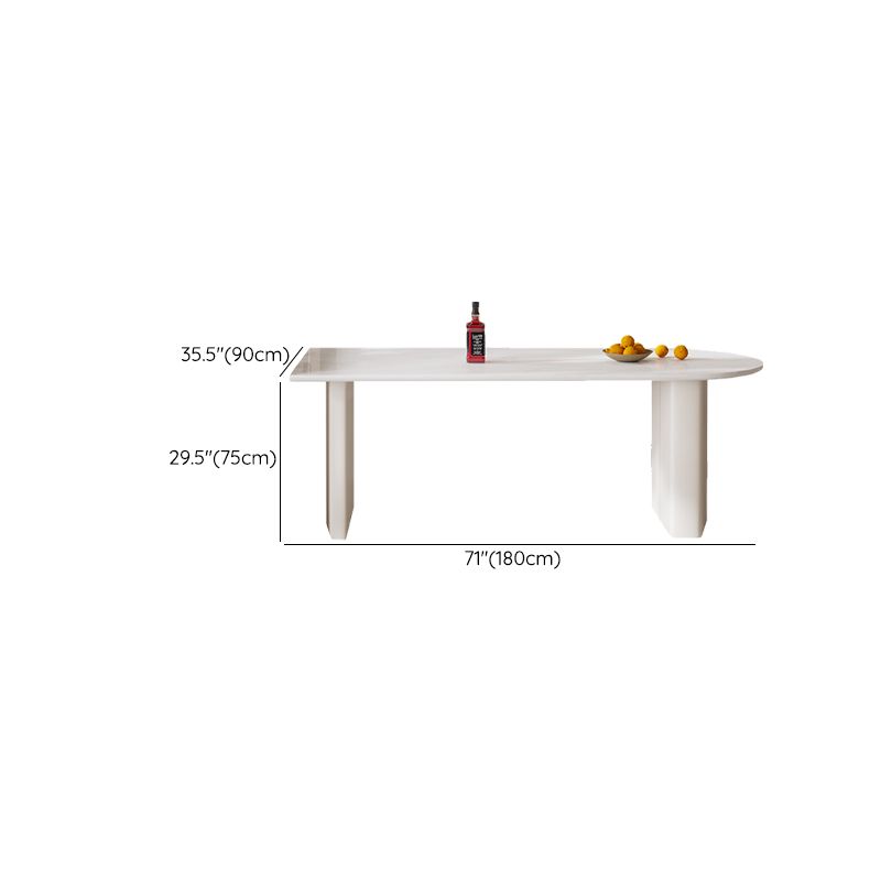 Contemporary Free Form Dining Table for Home White Dinette Table with Double Pedestal