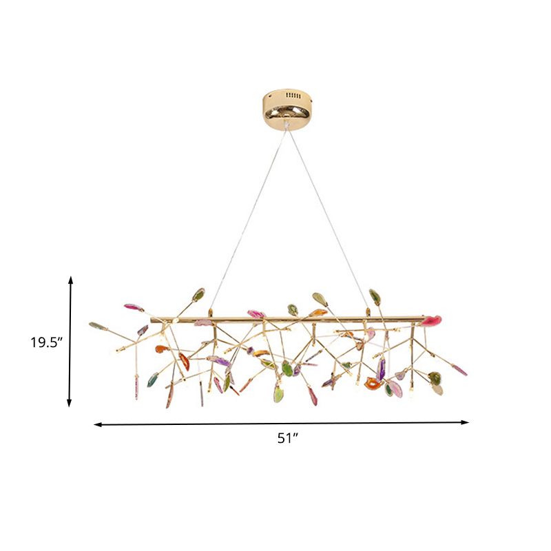 Branch Island Light Nordic Colorful Crystal 16/24 Heads Gold Hanging Ceiling Light for Dining Room