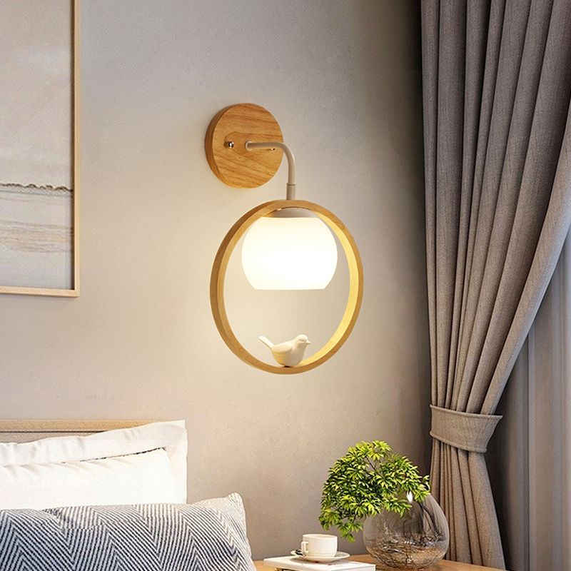 Moderne Kugelwandmontaglampen Holz 1 Lichtwandbeleuchtung Armaturen