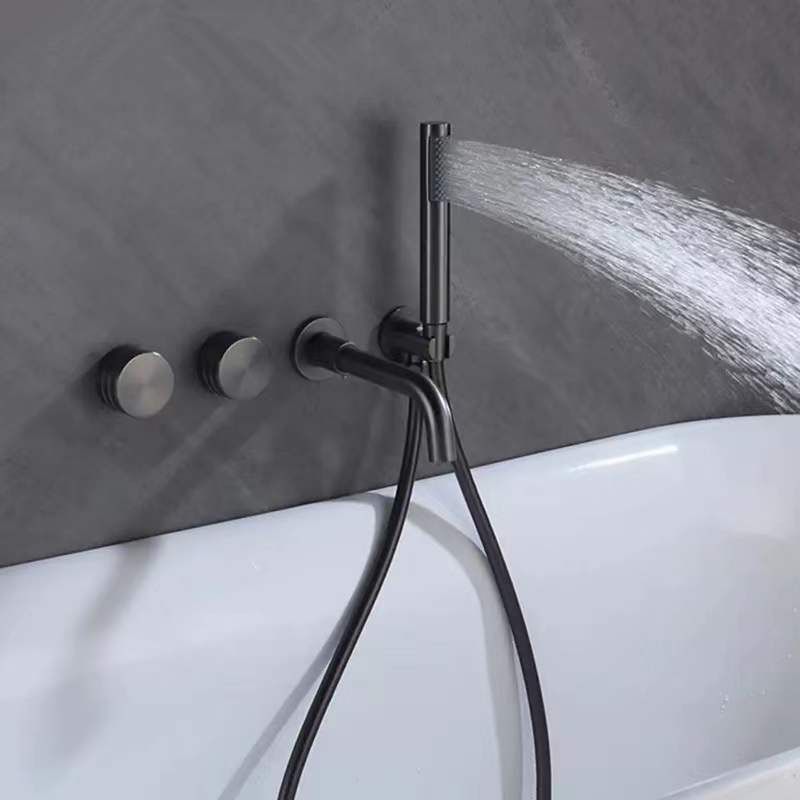 Contemporary Wall Mounted Metal Tub Filler Low Arc Waterfall Bathroom Faucet