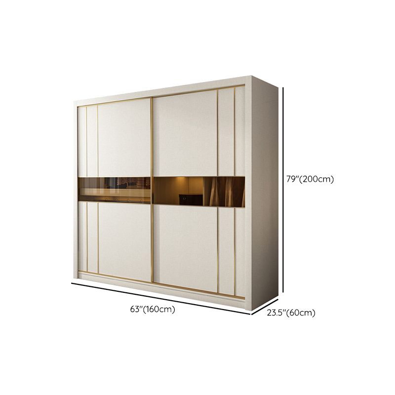 Manufactured Wood White Wardrobe Modern Cabinet with Sliding Doors