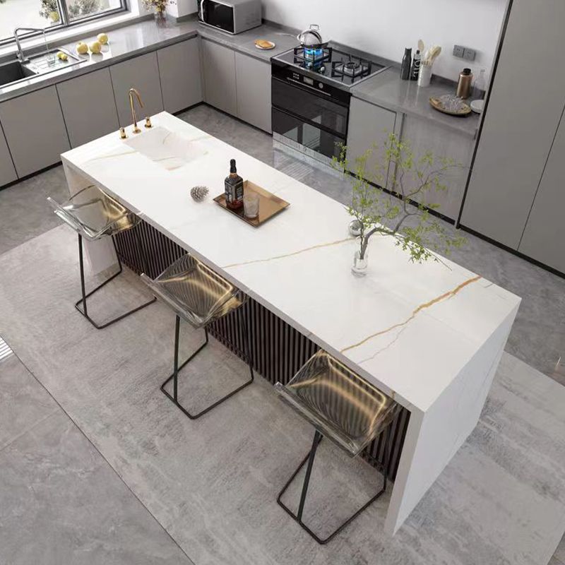 Modern Stone Rectangle Bar Table Storable Table for Milk Tea Shop