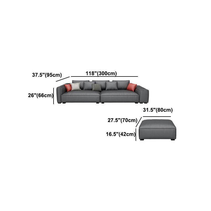 Dark Gray Faux Leather Square Arm Sofa/Sectionals with water proof for Living Room