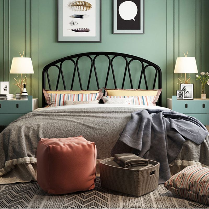 Metal Glam Open-Frame Bed 45" Tall Standard Bed with Headboard