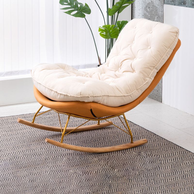 37.4" x 41.3" x 35.4" Rocker Chair Suede and Metal with Seat Cushion Rocker Wingback